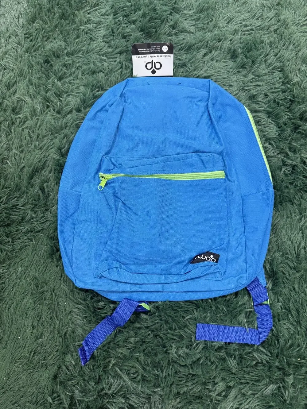 bwap Kids Blue & Green Backpack School Bag Daypack Adjustable Straps